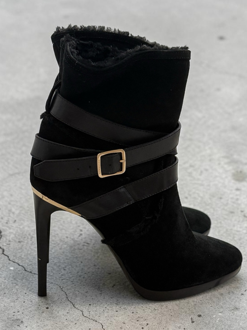 Burberry Shearling-Trim Suede Platform Ankle Boots Size EU 39.5 | Made in Italy